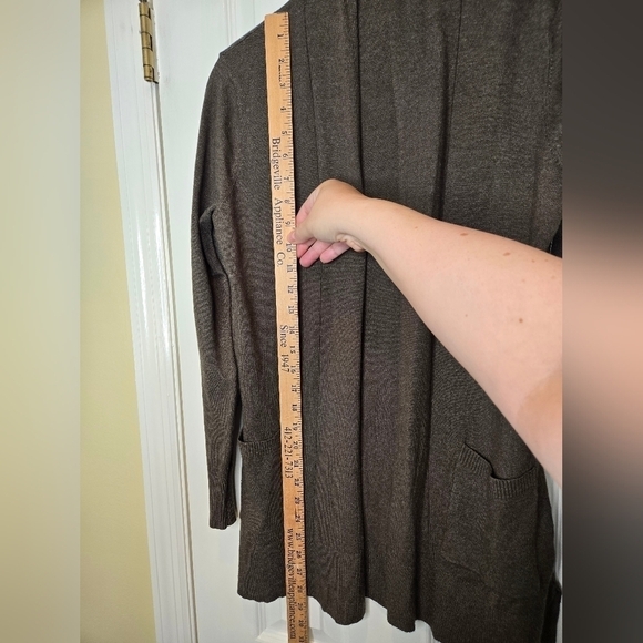 Pink Clover Open Front Pocket Cardigan Dark Olive Green Size Small - Picture 7 of 9